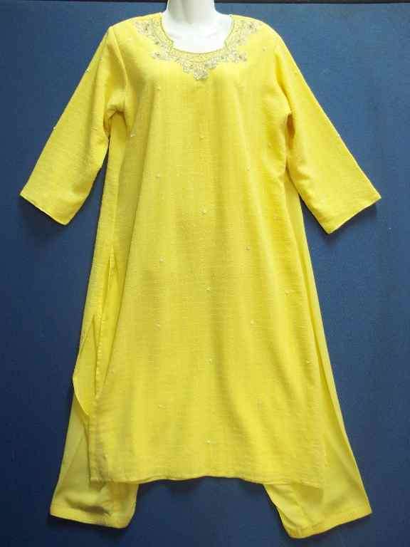 Bright Yellow Beaded Punjabi - Chest 102cm (No Scarf)