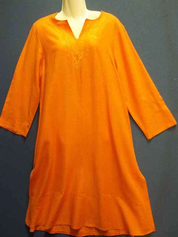 Mid Leg Length Orange (Ramie Or Cotton) Shirt - Size M