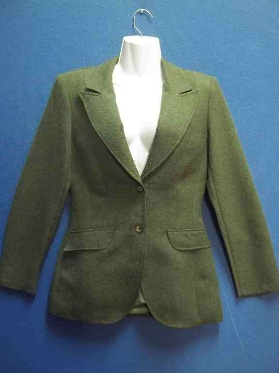 Lined Green Wool Effect 100% Polyester Jacket - Size 32 * Quality Brand