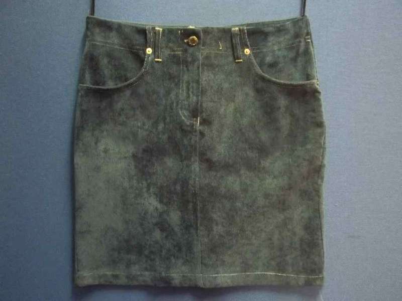 Fine Corduroy Blue/Grey Mini Skirt - Size 32