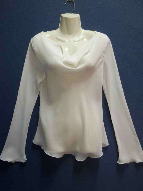 Sheer Off-White Cowl Neck Chiffon Shirt - Size 34