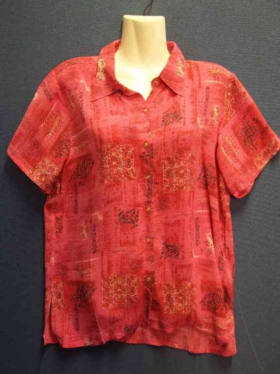 Pink Patterned Chiffon Shirt - Size S