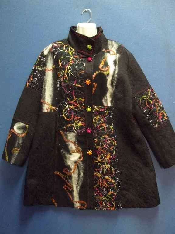 Stunning Black Padded Jacket With Wool& Mohair Detail (50% Polyester / 42% Nylon / 8% Wool)- Size XL