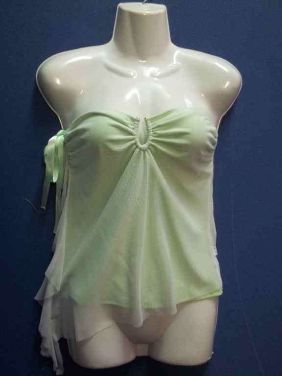 Lime Sleeveless Top With Netting Detail - Size M