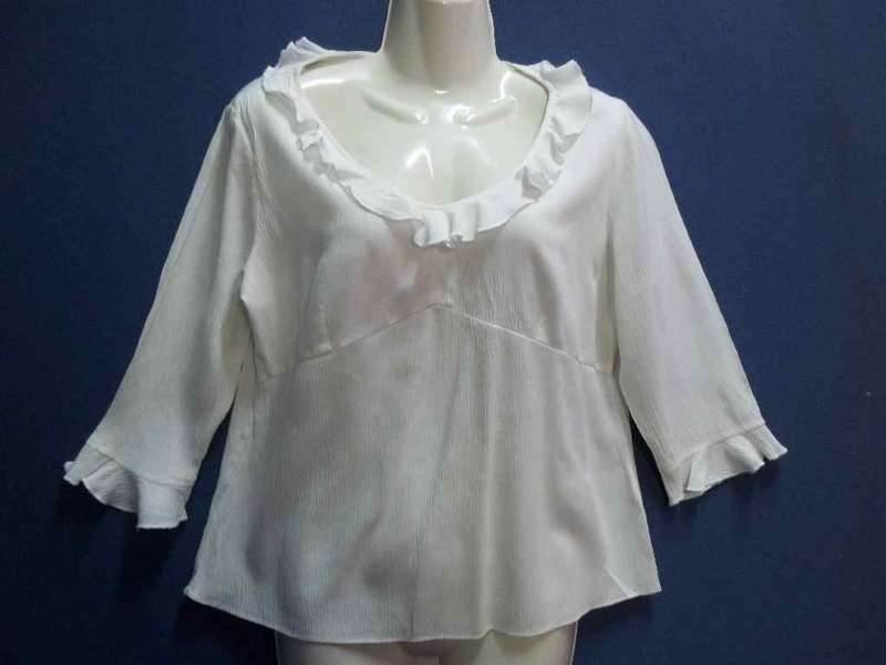 White Shirt With Three Quarter Sleeves (Poly/Rayon) - Size 34 * Quality Brand