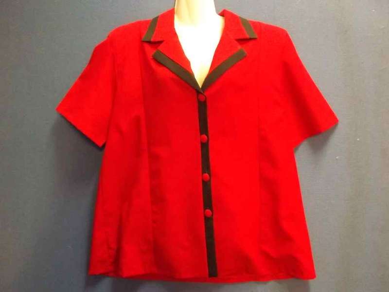 Red & Black Short Sleeve Polyester Work Wear Jacket - Size 44