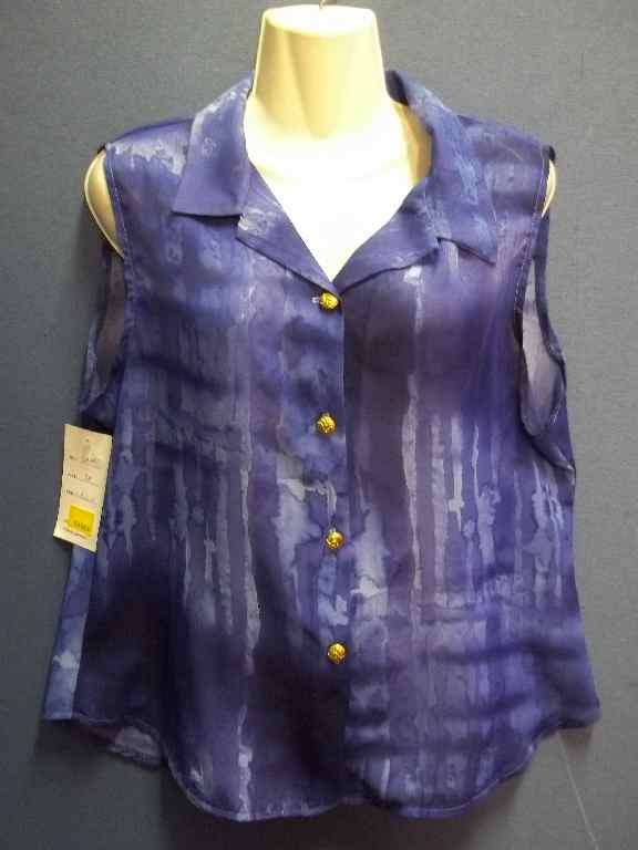 Sleeveless Purple Polyester Shirt - Size 38