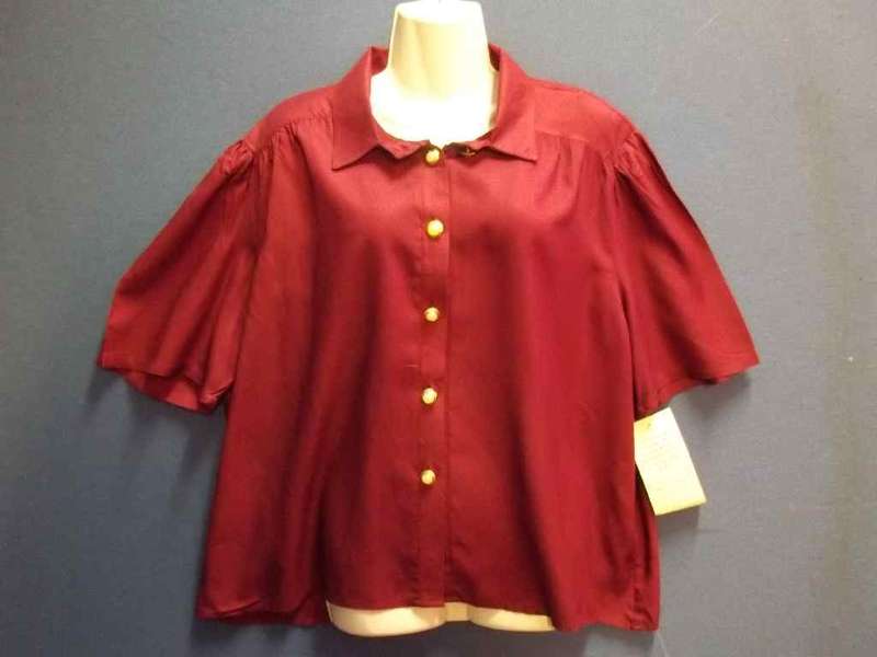 Maroon Short Sleeve Polyester Shirt (c1980's Style) - Size 44