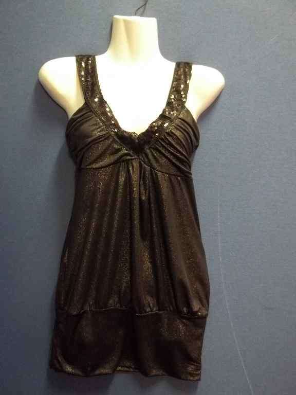 Sleeveless Silver Evening Top (Polyester / Spandex) - Size S