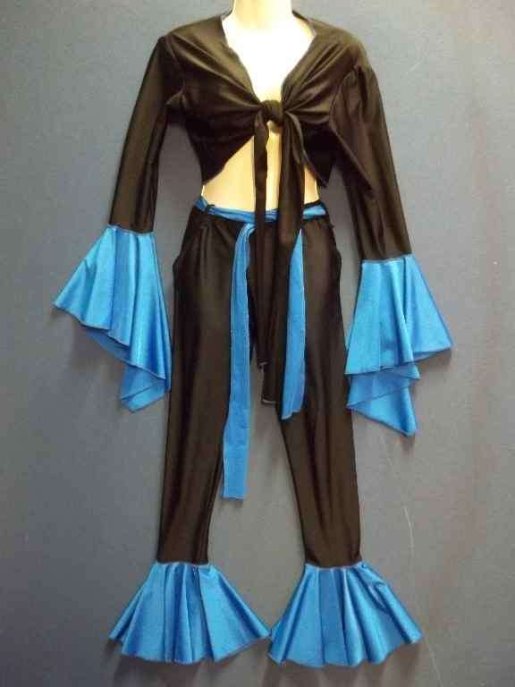 Stretch Spandex Blue & Black Two Piece - Size L