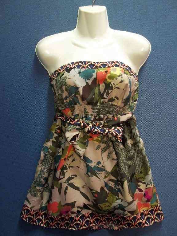 Sleeveless 100% Viscose Patterned Top With Belt Detail - Size 36 * Quality Brand