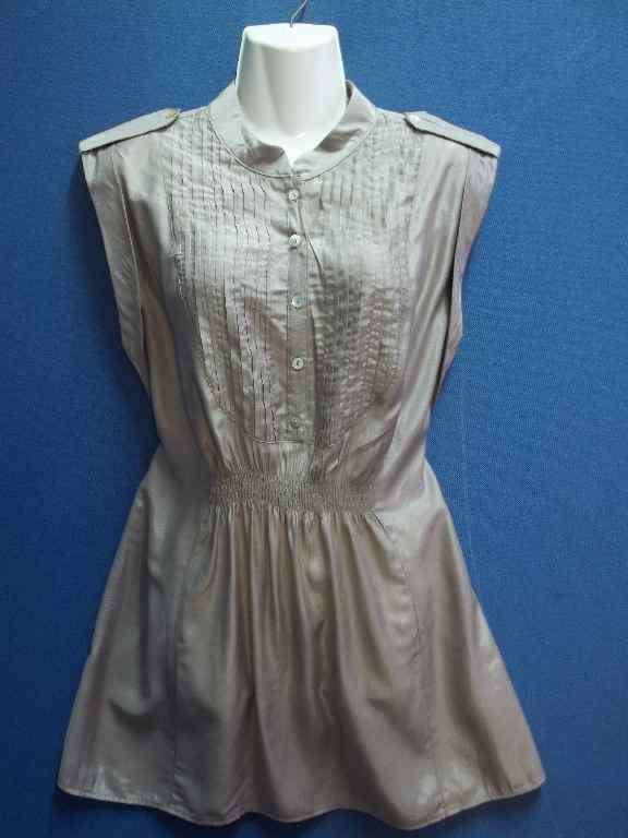 Stone Top With Sheen, Pleat Detail, Elasticated Waist (60% Rayon/ 40% Nylon)- Size 38* Quality Brand