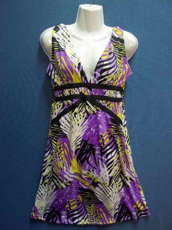 Patterned Stretch Polyester/Spandex Sleeveless Long Top - Size M (New With Tag)