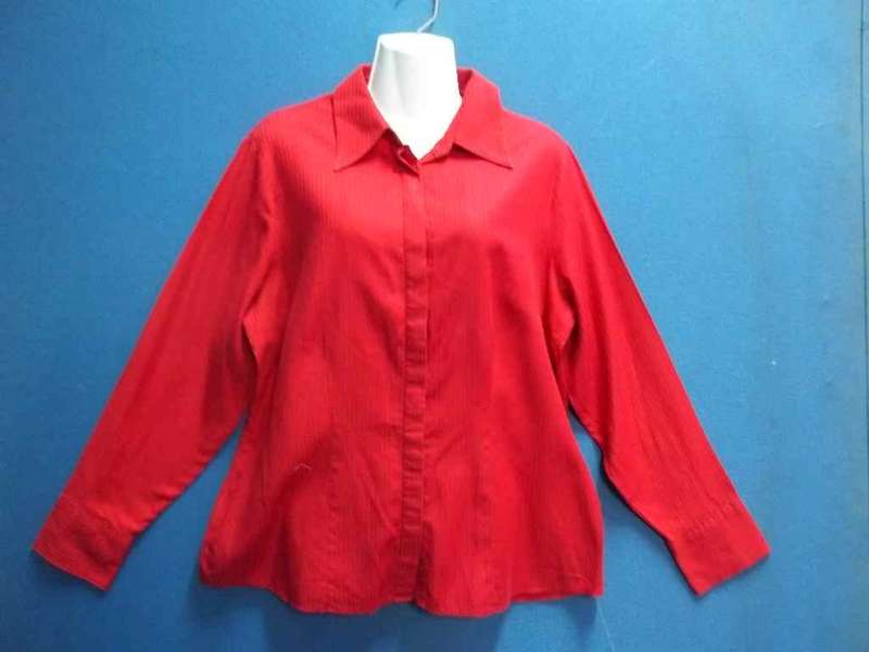 100% Cotton Red Long Sleeve Shirt - Size 38 * Quality Brand