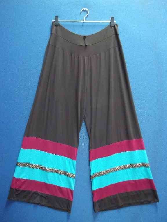 Brown Patterned Pants (Stretch T-Shirt Material) - Size 42 (The Belt Has Been Cut Off)