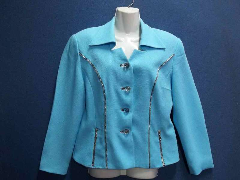 Lined Blue Jacket With Zipper Detail - Chest 98cm