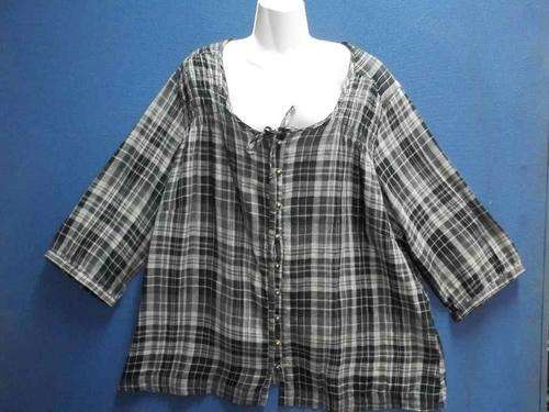 Stone/Grey/Black Check 100% Cotton Lightweight Shirt - Size 48 * Quality Brand