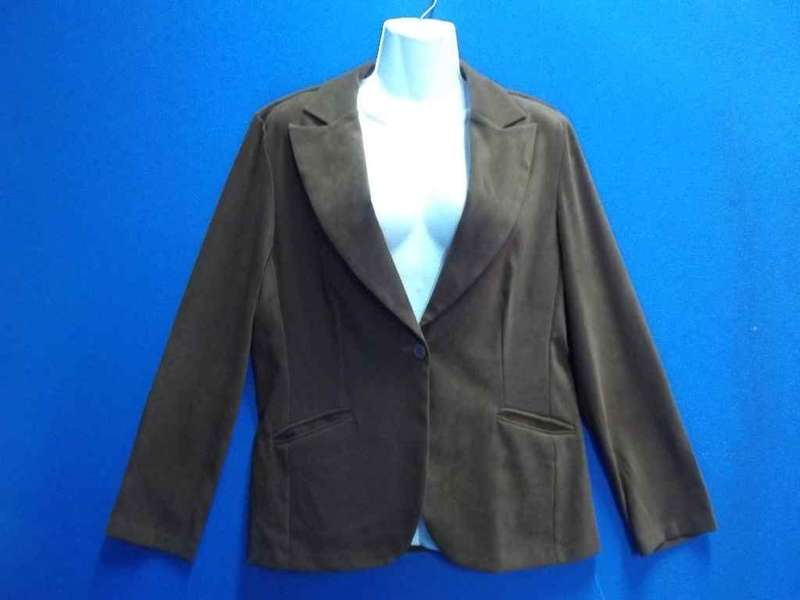 Brown Suede Feel Jacket (97% Polyester / 3% Spandex) - Size 36 * Quality Brand