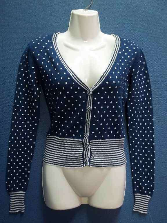Navy & White Polka Dot Cardigan - Size 30 * Quality Brand