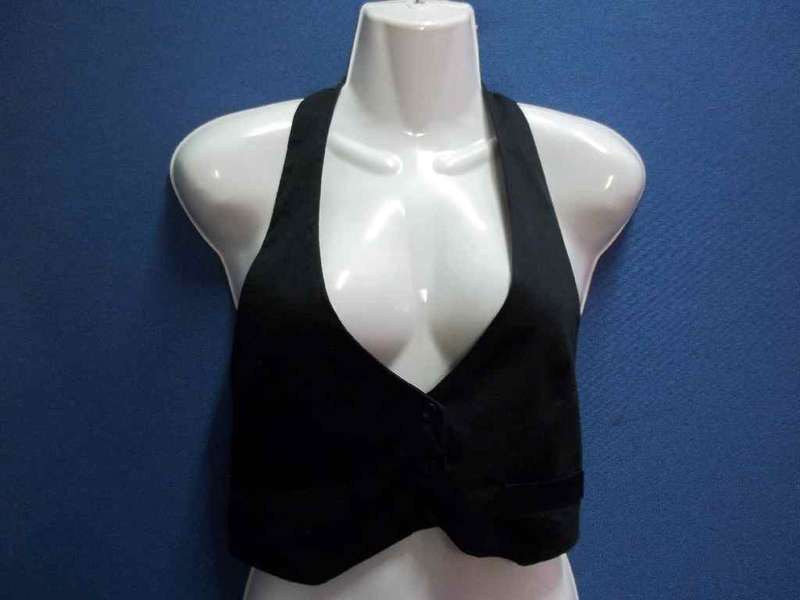 Backless Black Waistcoat - Size 34