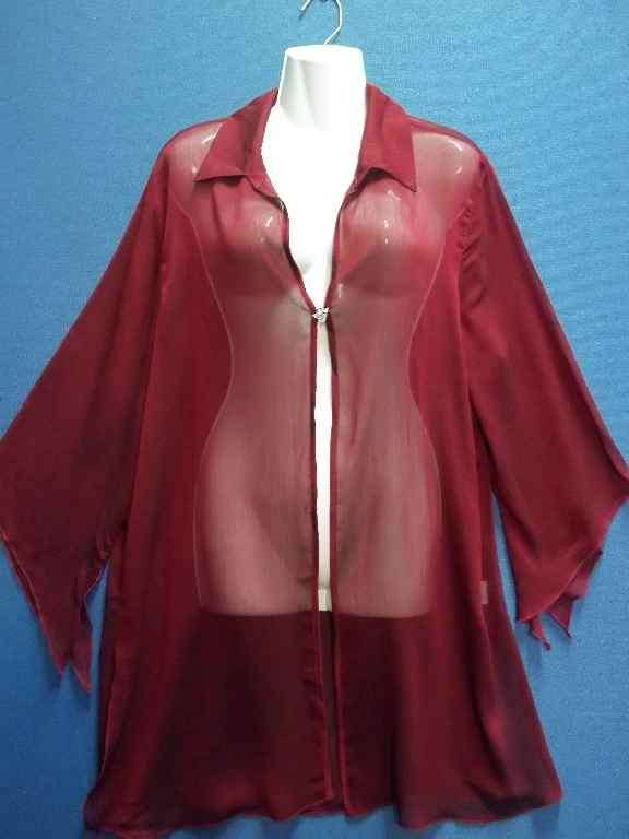 Dark Red Chiffon Evening Jacket - Size 40 * Quality Brand