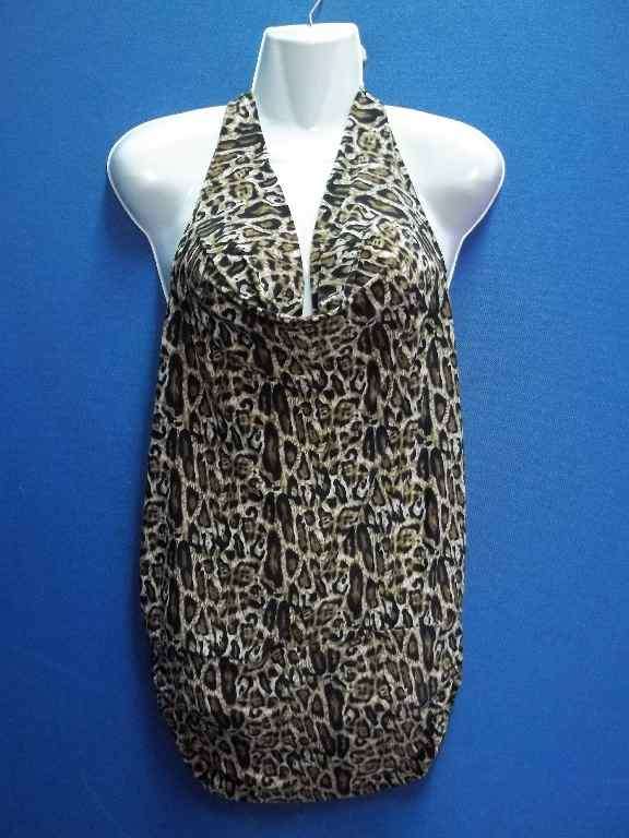 Animal Print Polyester Top With Back Detail - Size 32 (New + Tag)
