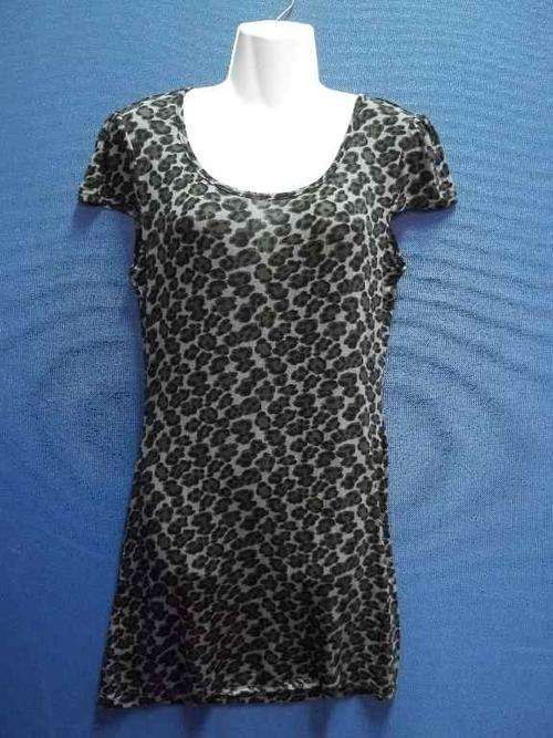 Long Length Green Animal Print Top - Size 34