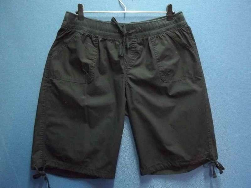 100% Cotton Long Black Shorts With Elastic Waist - Size 40