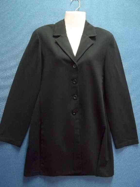 Black Longer Length Polyester Jacket With Side Splits - Size 34