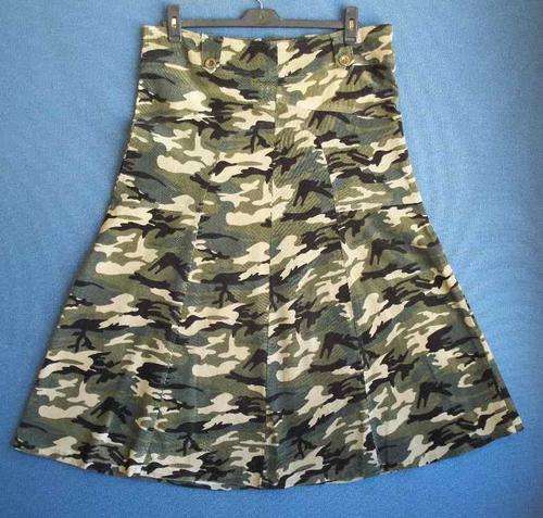 Stretch Camoflage Corduroy Skirt  - Waist 97cm, Hips 112cm