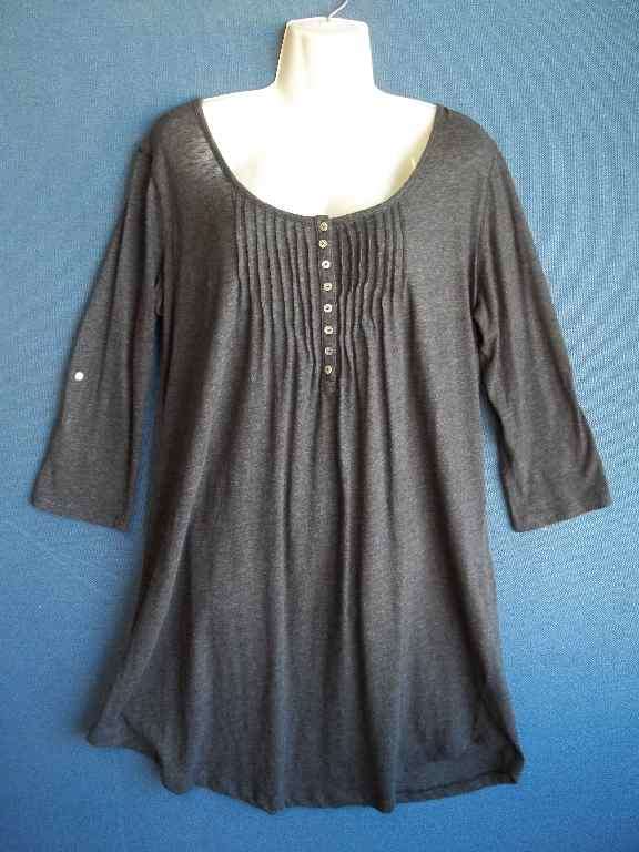 Long Length Long Sleeve Grey Polycotton Top - Size 2XL