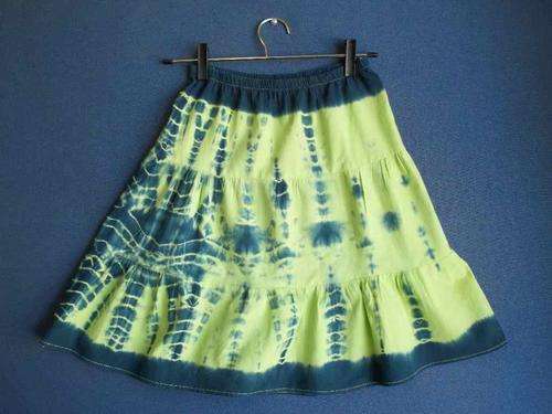 Short Green/Blue Tye/Dye Skirt - Waist 62cm