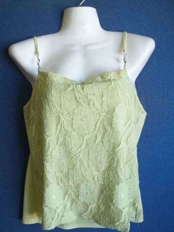 Strappy Green Polyester Top With Lace Detail - Sixe XL * Quality Brand