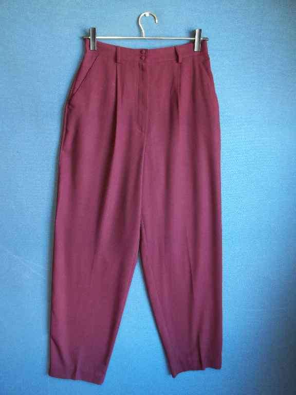 Vintage Maroon Polyester Pants - Size 36 (Waist 71cm, Hips 102cm)