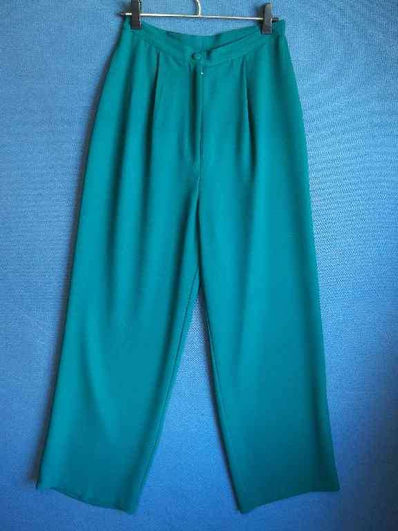 Green Polyester Pants - Size 34 (Waist 67cm, Hips 112cm)