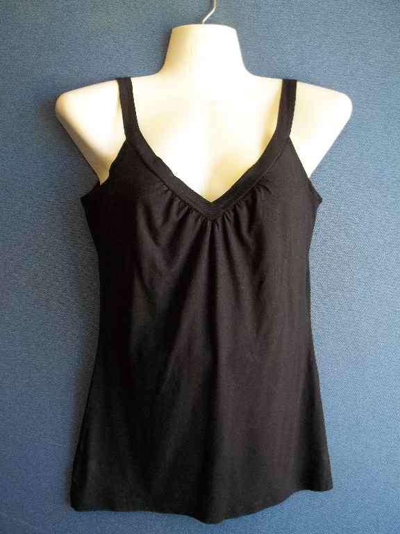 Stretch Black Strappy T-Shirt - Size 34 * Quality Brand