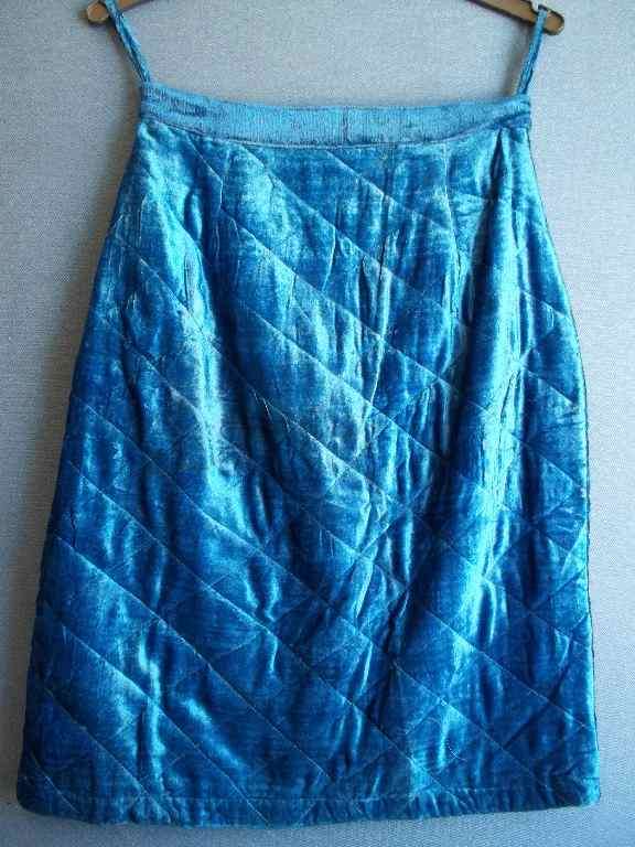Royal Blue Velvet Above Knee Skirt - Waist 67cm, Hips 90cm