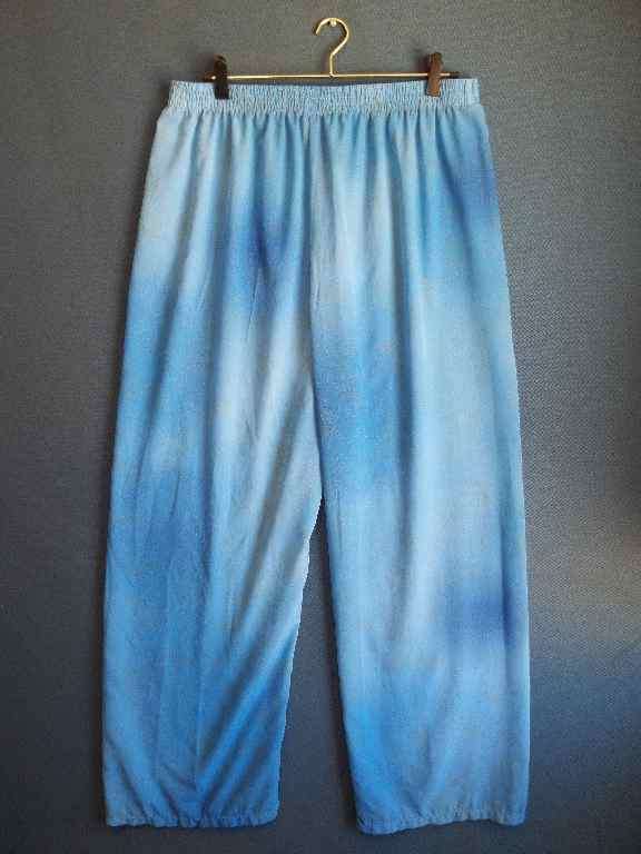 Lightweight Textured Blue Polyester Pants - Size 44