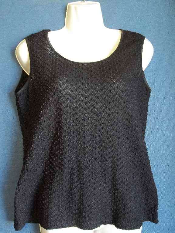 Stretch Polyester/Nylon Textured Black Top - Size M * Quality Brand