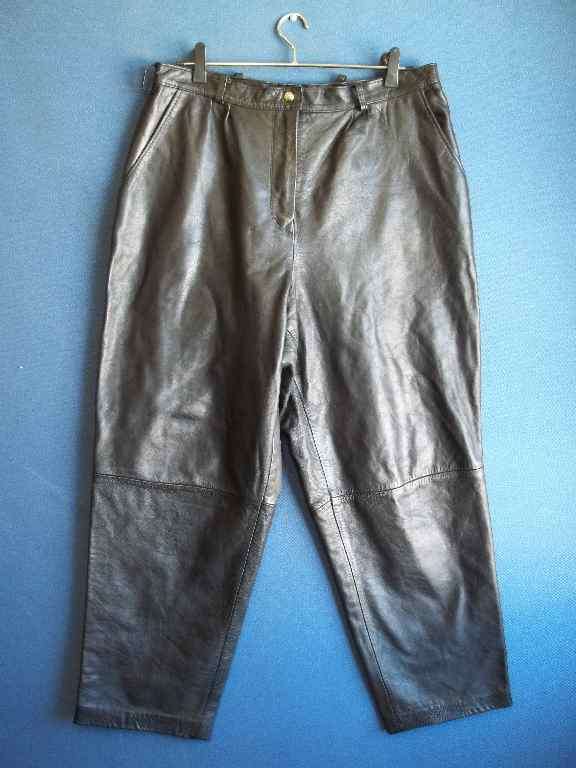 Loose Fit Lined Leather Pants - Waist 84cm