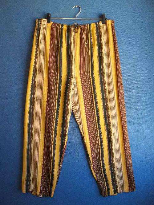 Semi-Sheer Stripy Viscose Loose Fit Pants With Drawstring Waist - Size 36