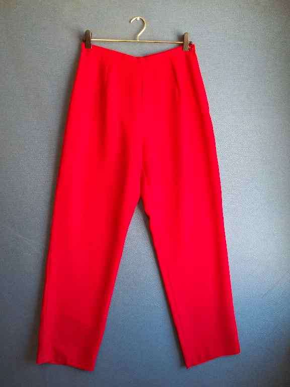 Red Polyester Pants - Size 36 (Waist 76cm, Hips 110cm)