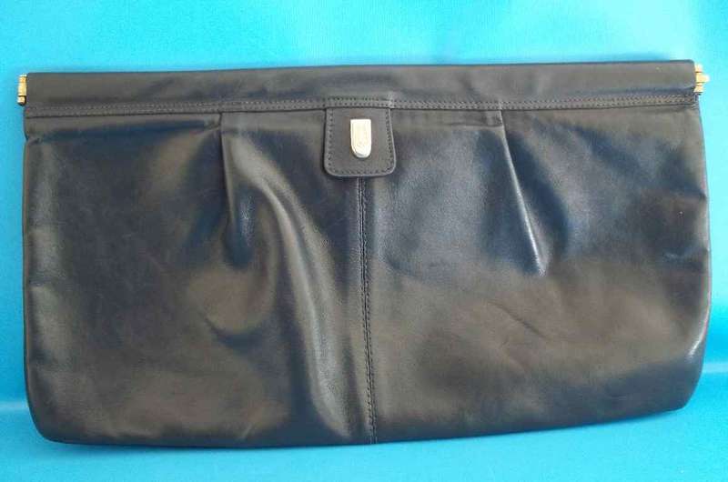 Phillipe Navy Leather Clutch Bag