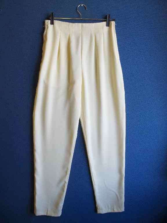 Pale Yellow Polyester Pants With Elasticated Waist - Size S