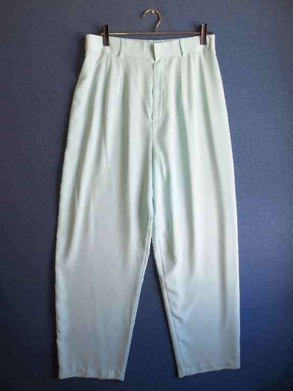 Very Lightweight Pale Green Polyester Pants - Size 38 (Waist 76-88cm, Hip 104cm)