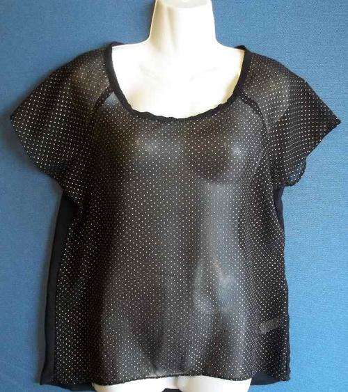 Sheer Polyester Shirt With Gold Stud Detail - Size 34 * Quality Brand
