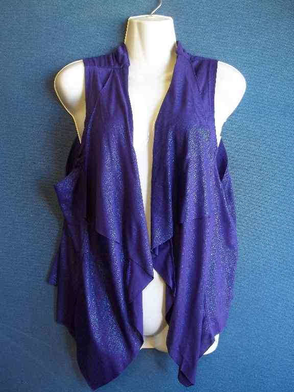 Purple With Blue Glitter Sleeveless Fashion Jacket - Size M