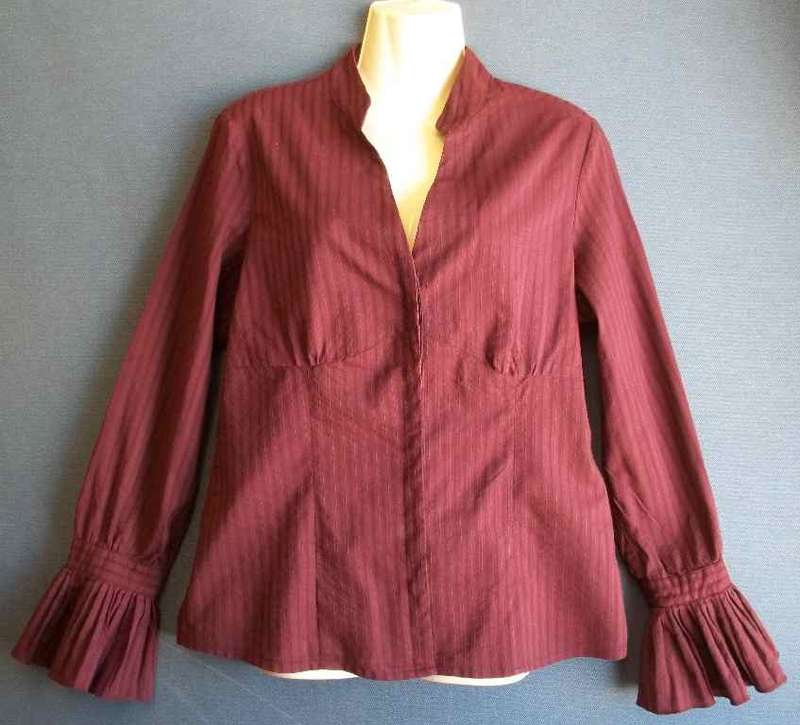 Purple Stretch Cotton/Nylon Shirt With Sleeve Ruffle Detail - Size 38 * Quality Brand