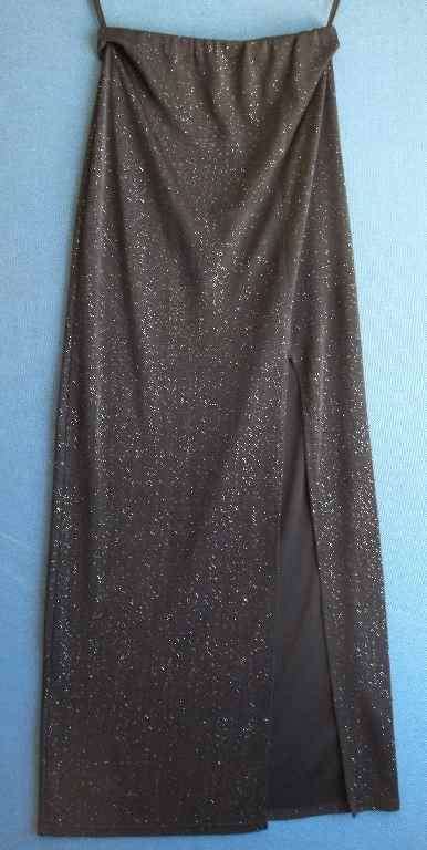 Long Stretch Polyester Black With Glitter Evening Skirt - Elasicated Waist 58cm-84cm