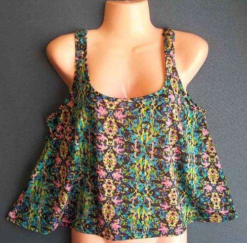 Loose Fit Patterned Cropped Swing Top - Chest 100cm